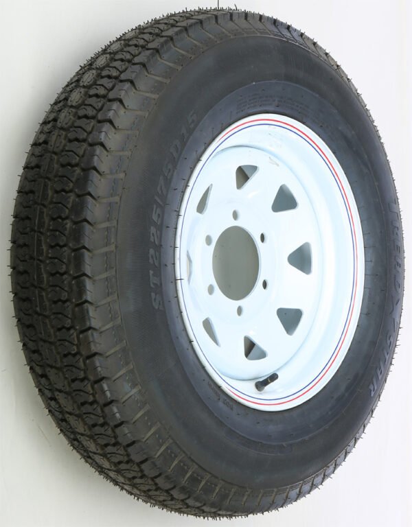 TRAILER TIRE AND WHEEL ASSEMBLY WHITE