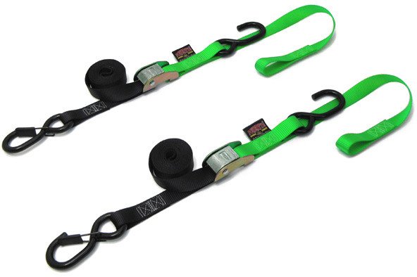 TIE-DOWN CAM SEC HOOK SOFT-TYE 1"X6' BLACK/GREEN PAIR