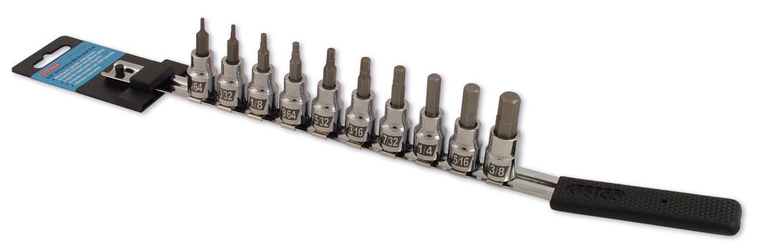 SOCKET BIT SET 10PC HEX STANDARD