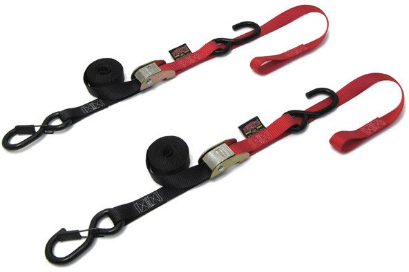 TIE-DOWN CAM SEC HOOK SOFT-TYE 1"X6' BLACK/RED PAIR