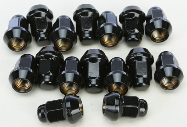10MMX1.25 TAPERED LUG NUTS BLACK 60' 14MM HEAD 16/PK