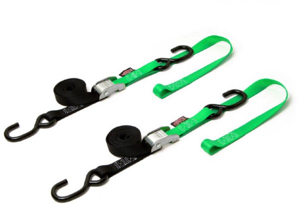 TIE-DOWN CAM S-HOOK SOFT-TYE 1"X6' BLACK/GREEN PAIR