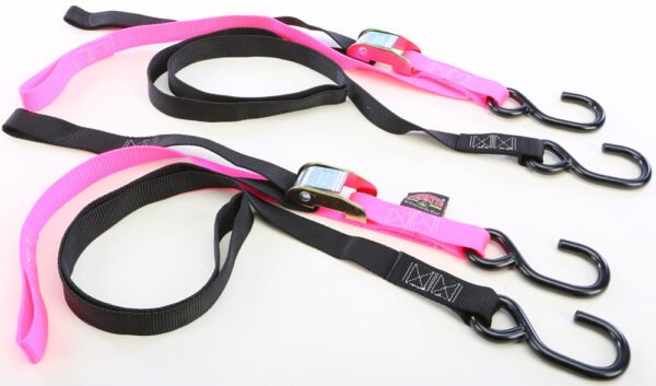 TIE-DOWN CAM S-HOOK SOFT-TYE 1"X6' BLACK/PINK PAIR